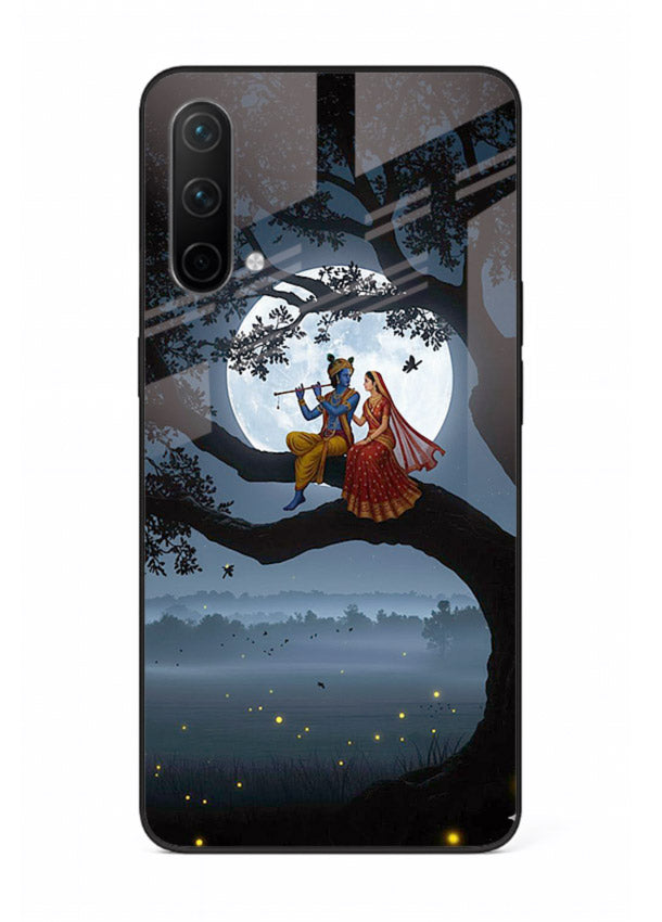 Krishna on moon swing night vibe OnePlus Nord CE 5G glass dreamy devotional case