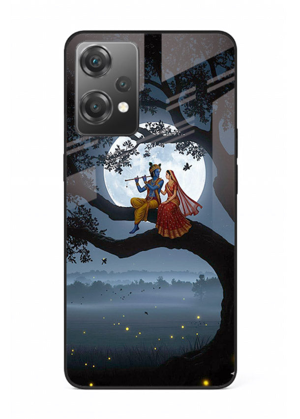 Krishna on moon swing night vibe OnePlus Nord CE2 Lite 5G glass dreamy devotional case