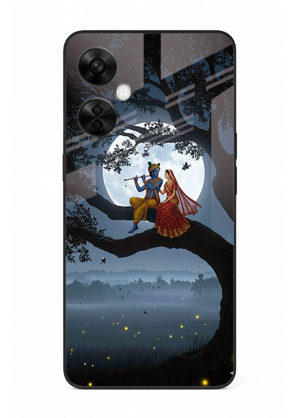 Krishna on moon swing night vibe OnePlus Nord CE3 Lite glass dreamy devotional case