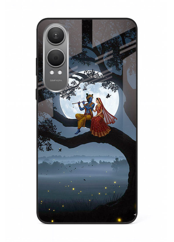Krishna on moon swing night vibe OnePlus Nord CE4 Lite glass dreamy devotional case
