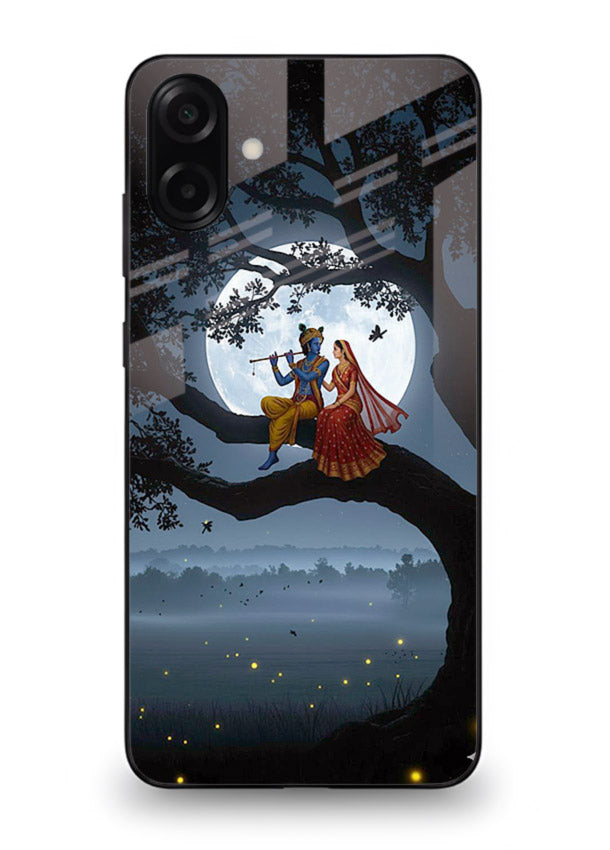 Krishna on moon swing night vibe Samsung M13 5G glass dreamy devotional case