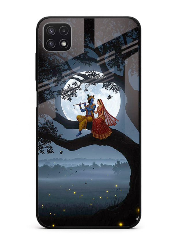 Krishna on moon swing night vibe Samsung A22 5G glass dreamy devotional case