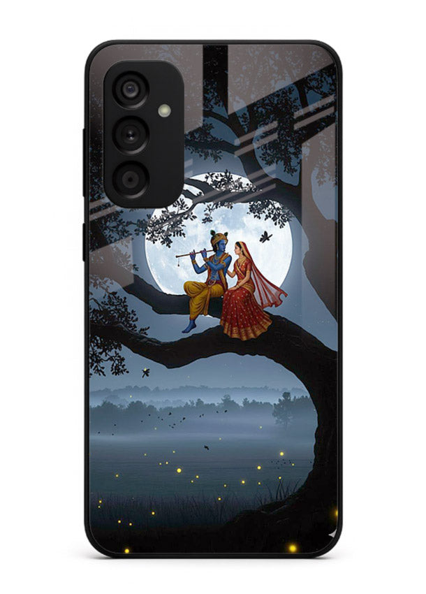 Krishna on moon swing night vibe Samsung F15 5G glass dreamy devotional case