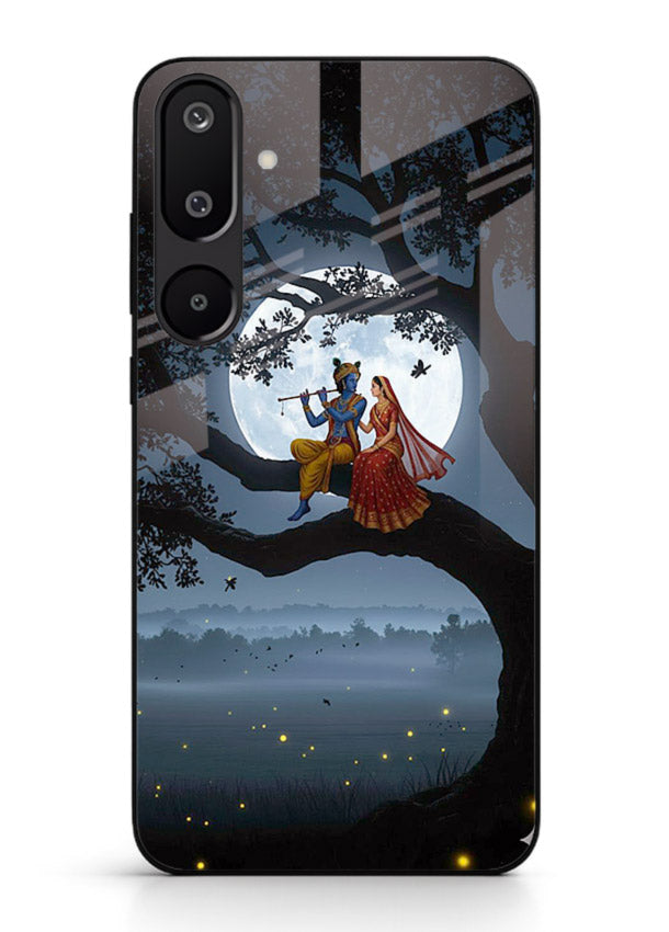 Krishna on moon swing night vibe Samsung F16 5G glass dreamy devotional case