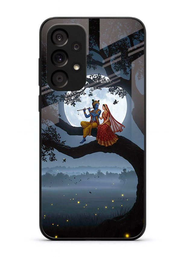 Krishna on moon swing night vibe Samsung A33 5G glass dreamy devotional case
