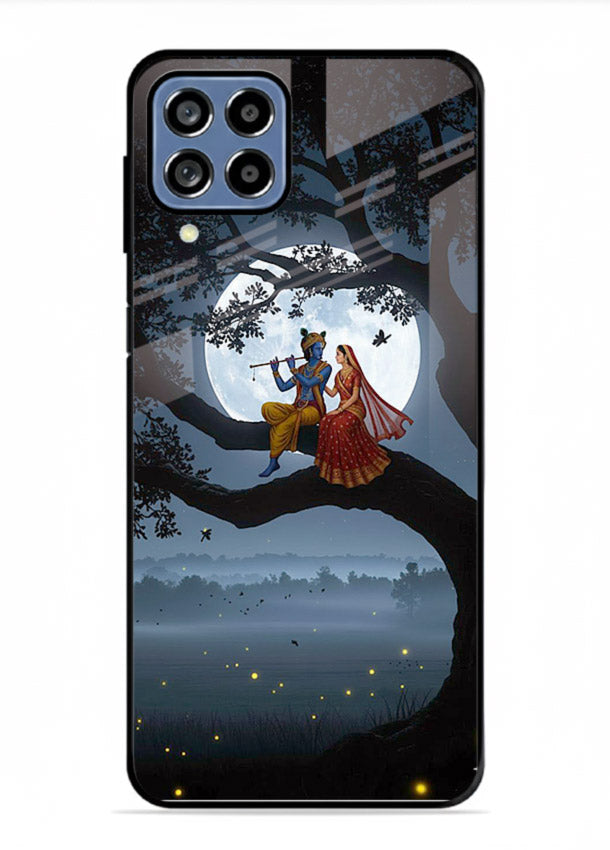 Krishna on moon swing night vibe Samsung M33 5G glass dreamy devotional case