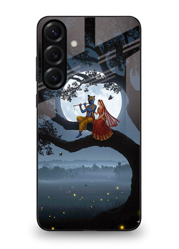 Krishna on moon swing night vibe Samsung M54 5G glass dreamy devotional case