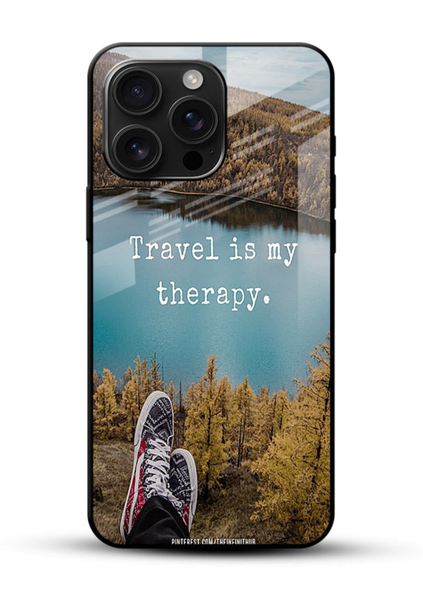 Lakeview Travel Therapy scenic artwork glossy vibrant premium glass back cover - Angle Front