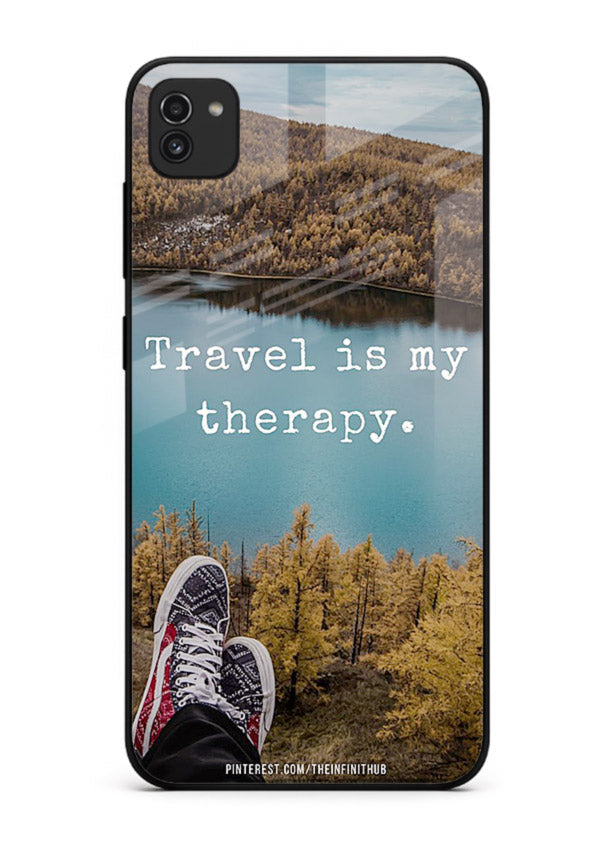Lakeview Travel Therapy scenic artwork Samsung A03 glass back cover