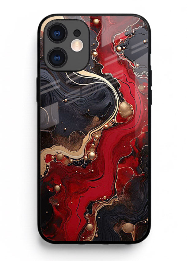 Lava Flow Abstract molten red pattern iphone 12 glass back cover