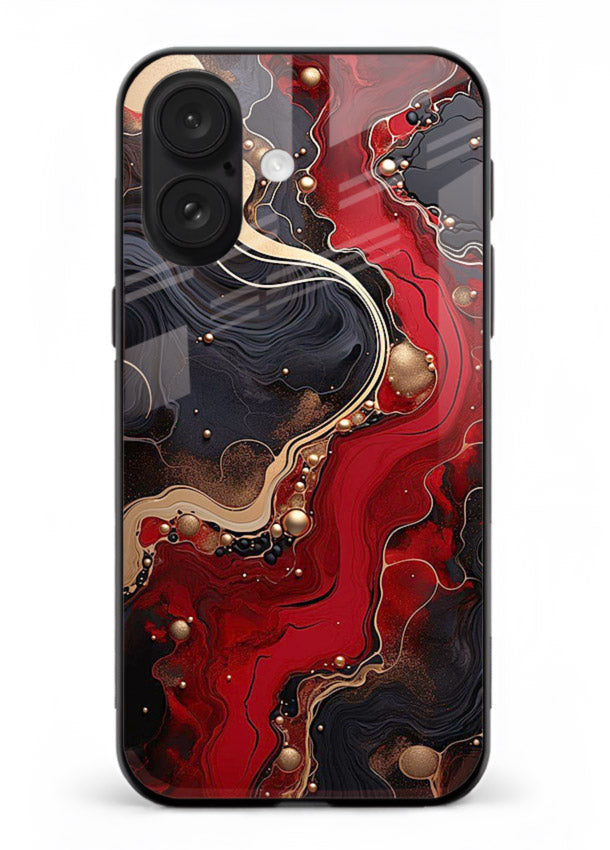 Lava Flow Abstract molten red pattern iphone 16 plus glass back cover