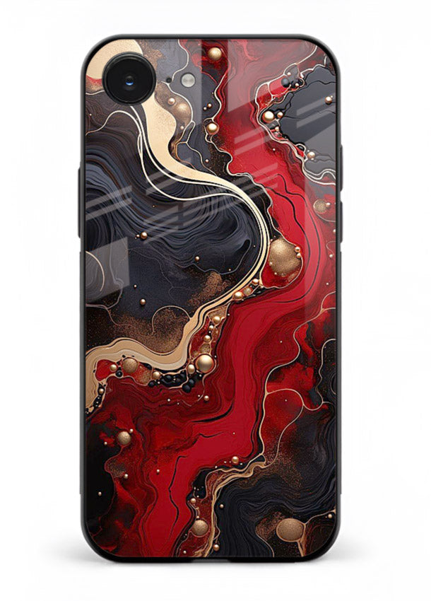Lava Flow Abstract molten red pattern iphone 16e glass back cover