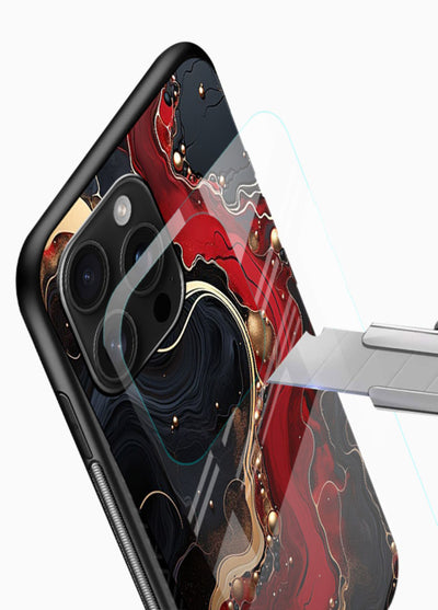 Lava Flow Abstract molten red pattern glossy vibrant premium glass back cover - Angle Blade