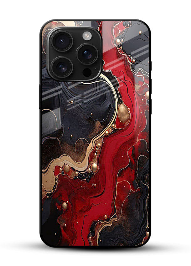 Lava Flow Abstract molten red pattern glossy vibrant premium glass back cover - Angle Front