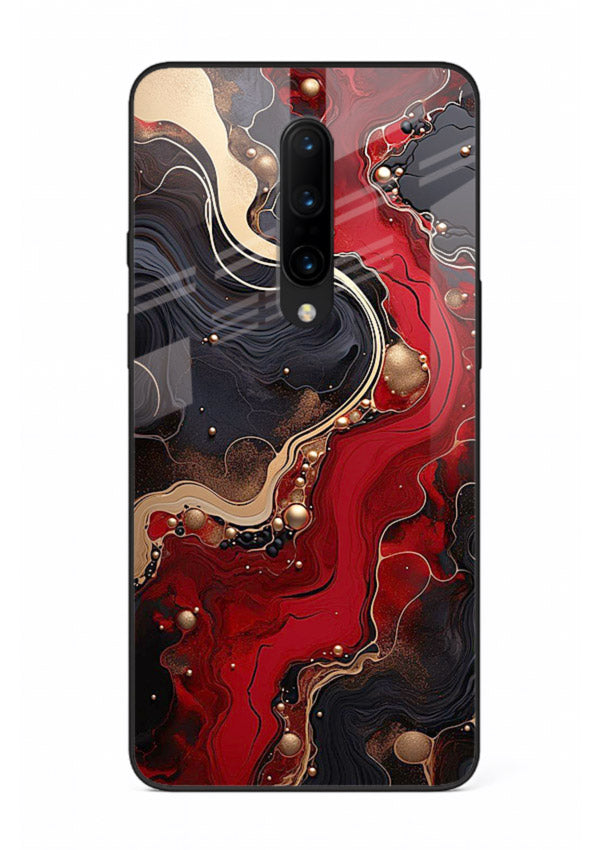 Lava Flow Abstract molten red pattern OnePlus 7 Pro glass back cover