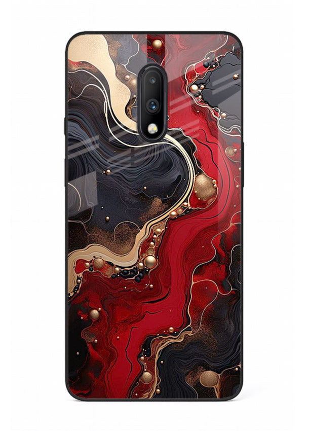 Lava Flow Abstract molten red pattern OnePlus 7 glass back cover