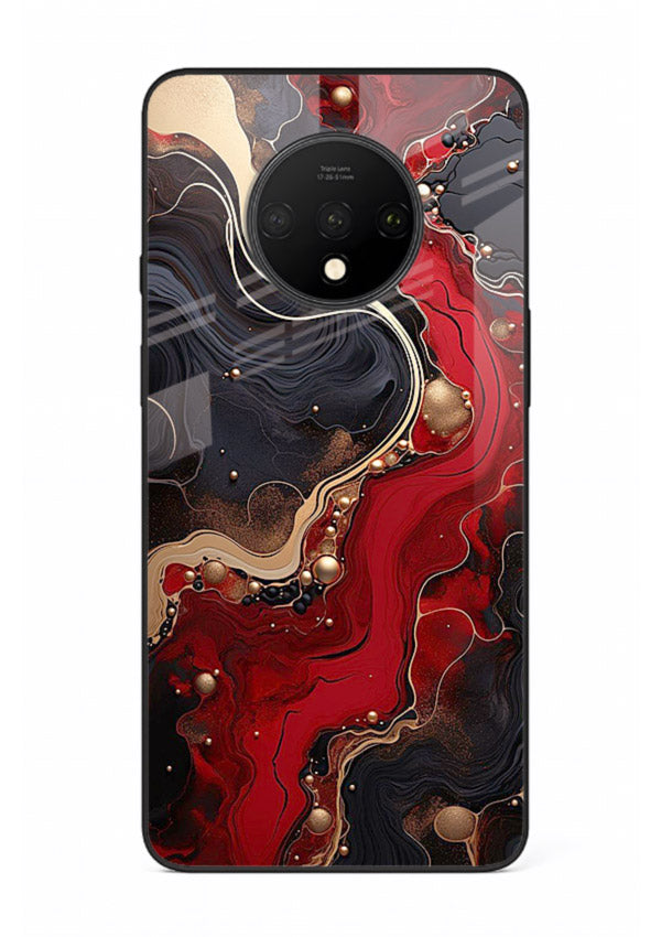 Lava Flow Abstract molten red pattern OnePlus 7T glass back cover
