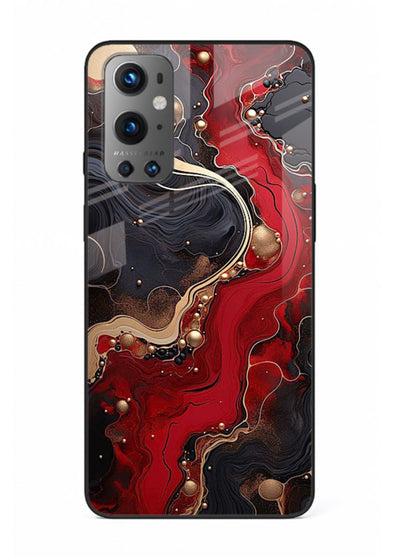 Lava Flow Abstract molten red pattern OnePlus 9 glass back cover