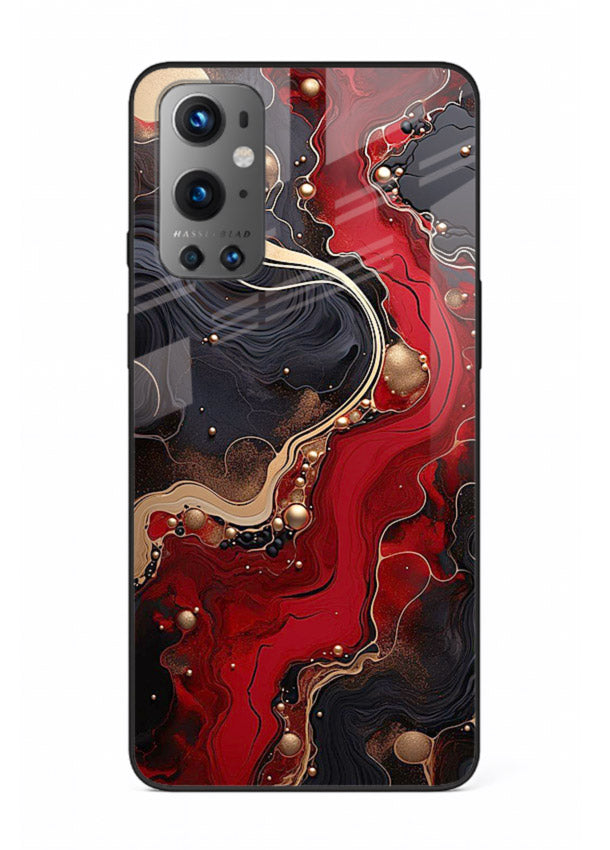Lava Flow Abstract molten red pattern OnePlus 9 glass back cover