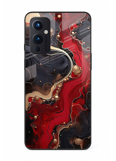 Lava Flow Abstract molten red pattern OnePlus 9 Pro glass back cover