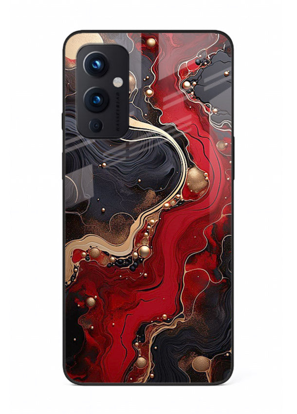 Lava Flow Abstract molten red pattern OnePlus 9 Pro glass back cover