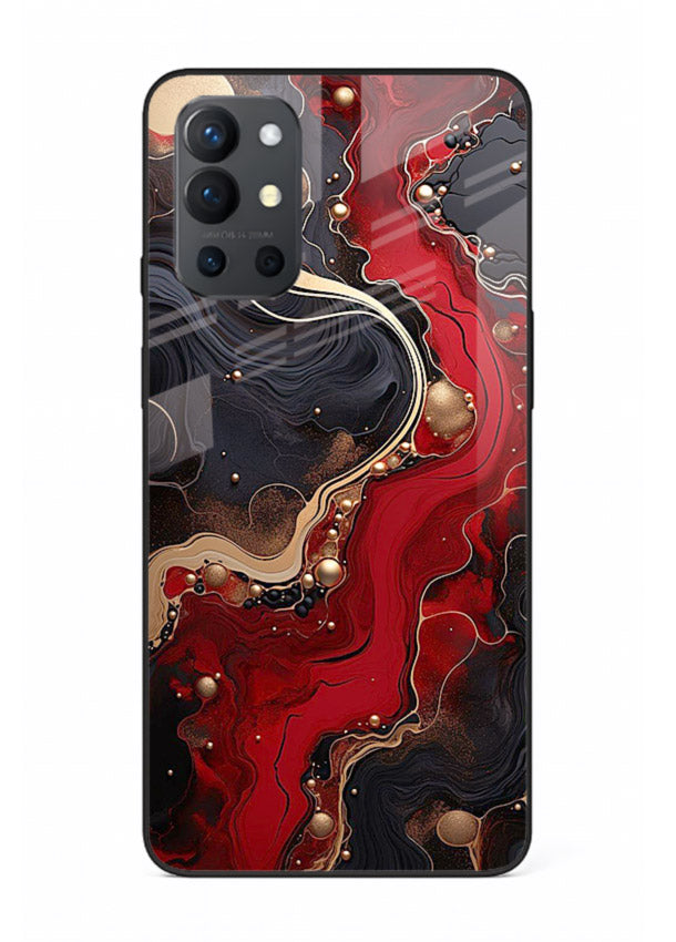 Lava Flow Abstract molten red pattern OnePlus 9R glass back cover
