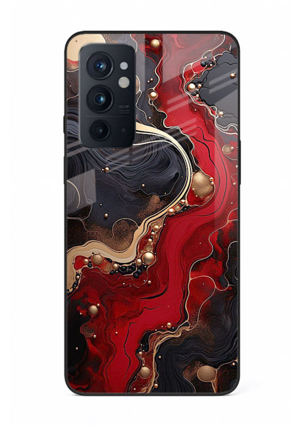 Lava Flow Abstract molten red pattern OnePlus 9RT glass back cover
