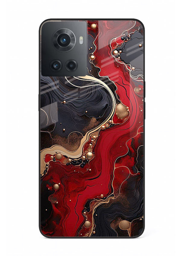 Lava Flow Abstract molten red pattern OnePlus 10R glass back cover