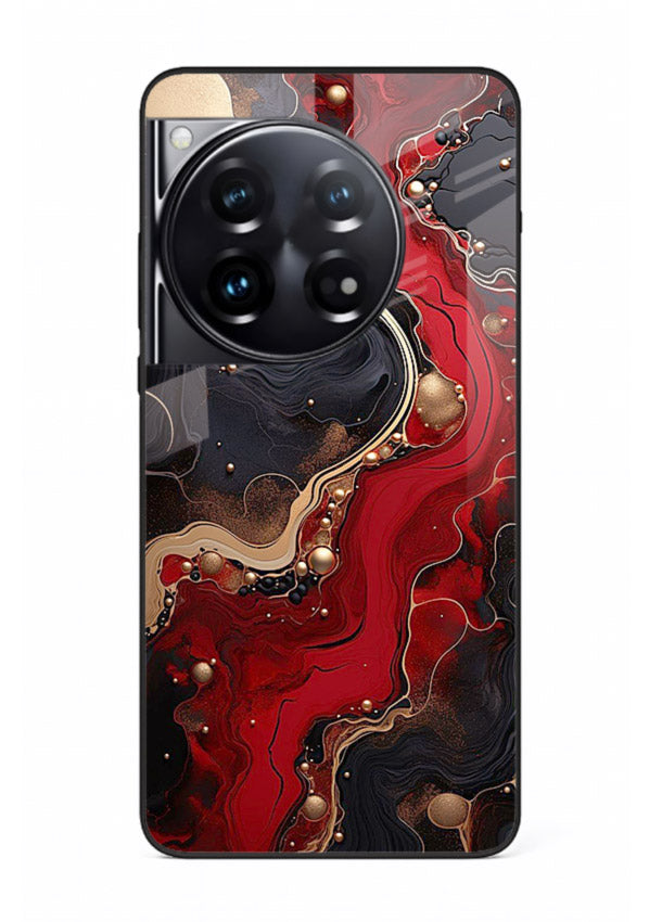 Lava Flow Abstract molten red pattern OnePlus 12 glass back cover