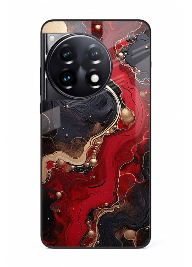 Lava Flow Abstract molten red pattern OnePlus 12R glass back cover
