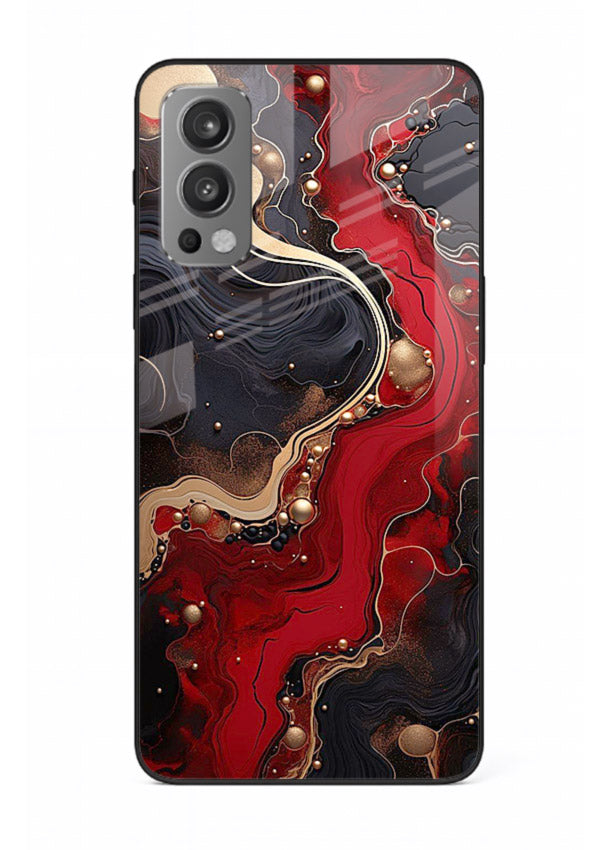 Lava Flow Abstract molten red pattern OnePlus Nord 2 glass back cover