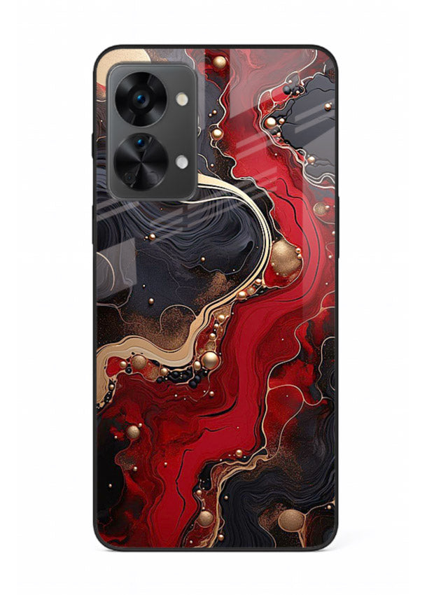 Lava Flow Abstract molten red pattern OnePlus Nord 2T glass back cover