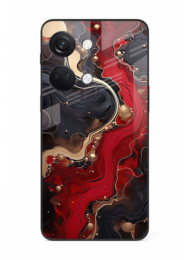 Lava Flow Abstract molten red pattern OnePlus Nord 3 glass back cover