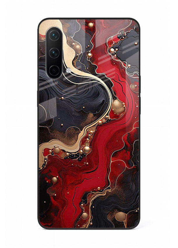 Lava Flow Abstract molten red pattern OnePlus Nord CE 5G glass back cover