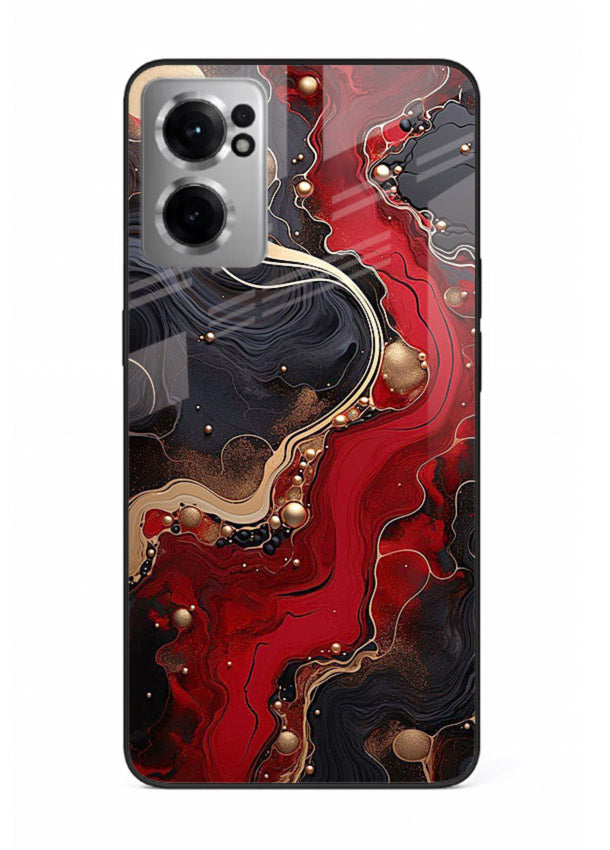Lava Flow Abstract molten red pattern OnePlus Nord CE2 5G glass back cover