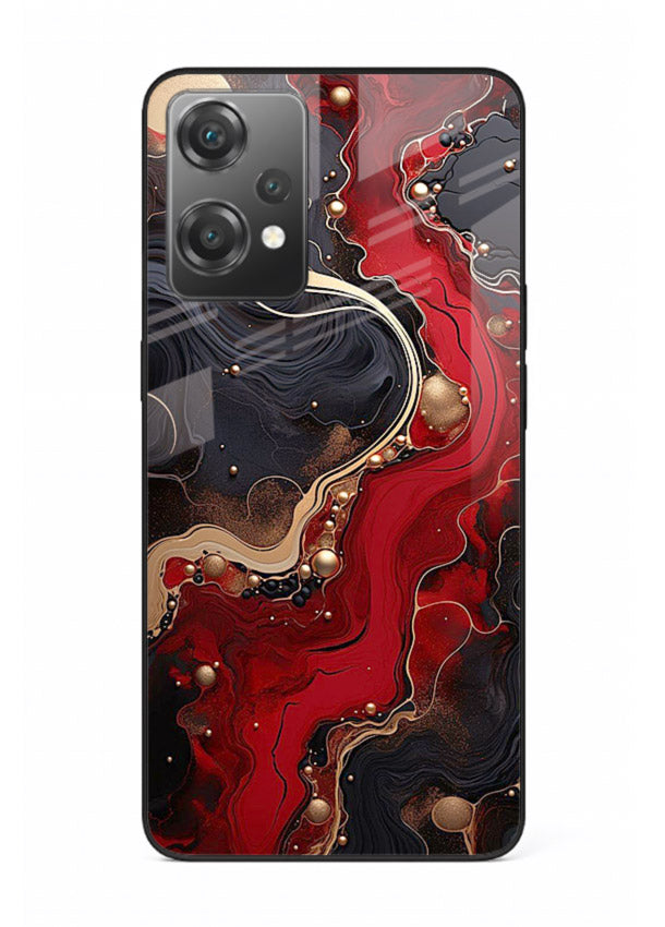 Lava Flow Abstract molten red pattern OnePlus Nord CE2 Lite 5G glass back cover