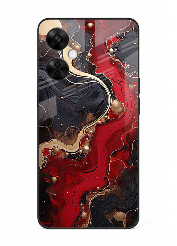 Lava Flow Abstract molten red pattern OnePlus Nord CE3 Lite glass back cover