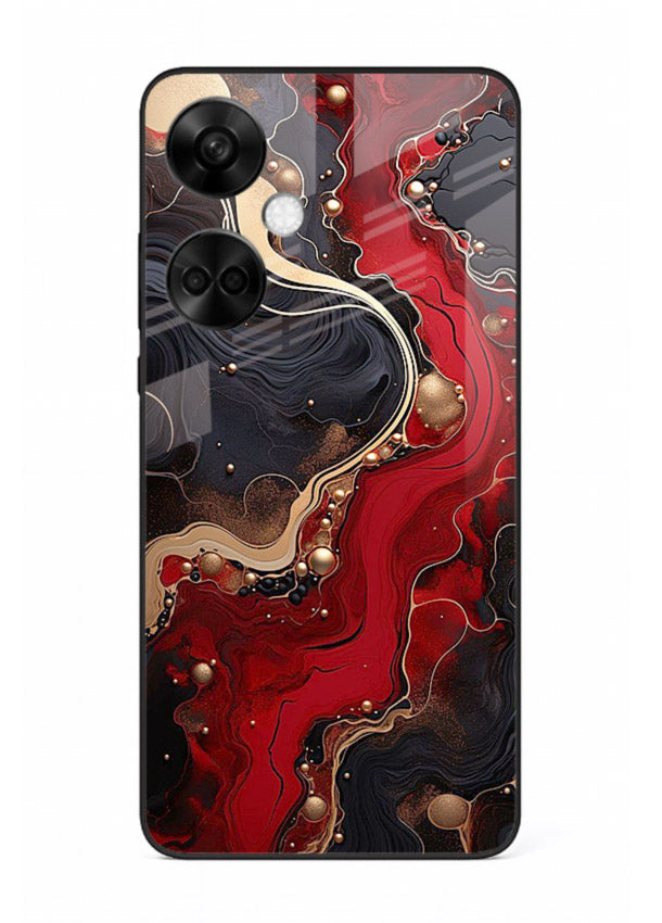Lava Flow Abstract molten red pattern OnePlus Nord CE3 glass back cover