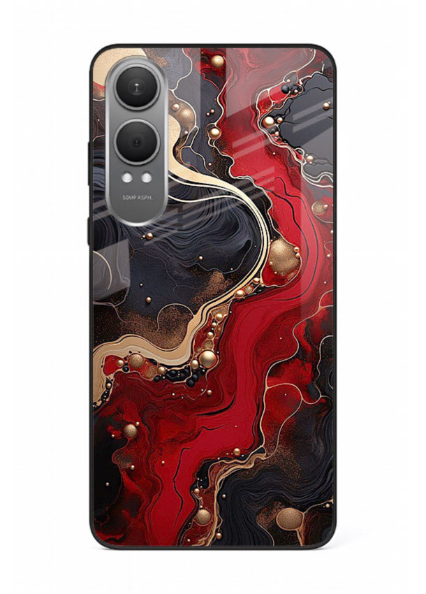 Lava Flow Abstract molten red pattern OnePlus Nord CE4 Lite glass back cover
