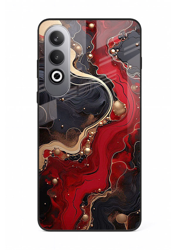 Lava Flow Abstract molten red pattern OnePlus Nord CE4 glass back cover