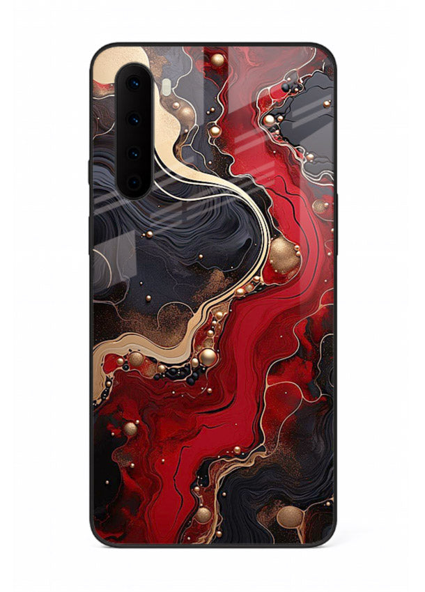 Lava Flow Abstract molten red pattern OnePlus Nord glass back cover