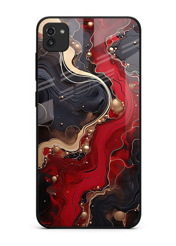 Lava Flow Abstract molten red pattern Samsung A03 glass back cover