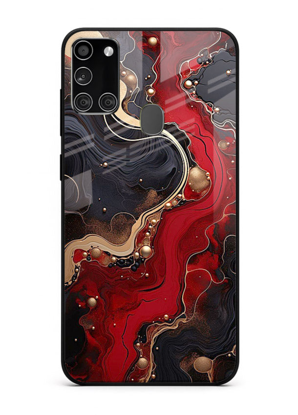 Lava Flow Abstract molten red pattern Samsung A21s glass back cover