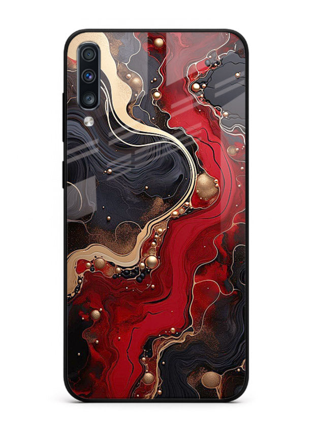 Lava Flow Abstract molten red pattern Samsung A50 glass back cover