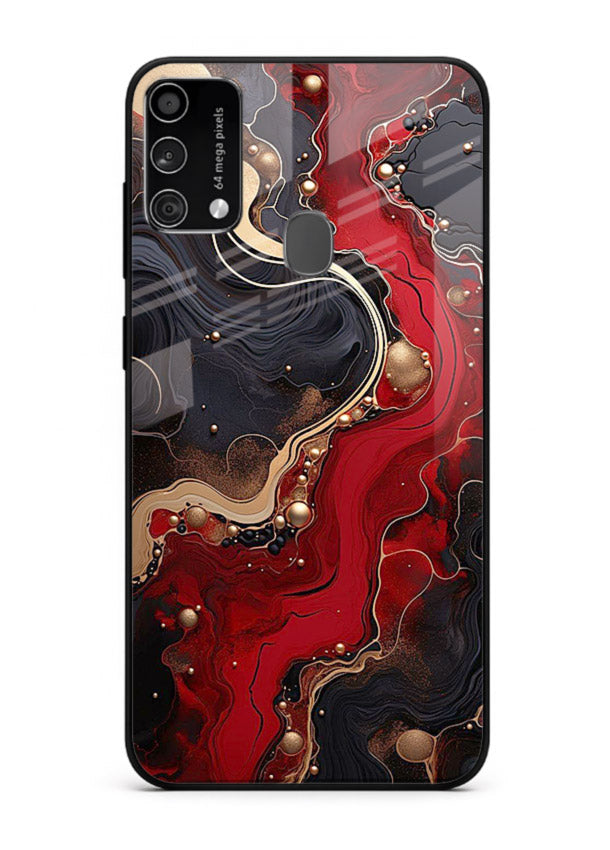 Lava Flow Abstract molten red pattern Samsung F41 glass back cover