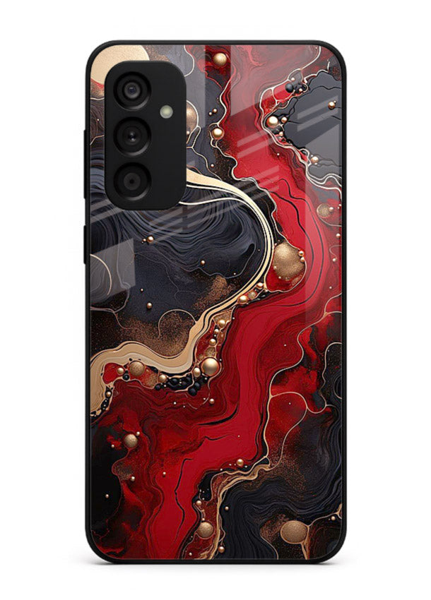 Lava Flow Abstract molten red pattern Samsung M14 5G glass back cover