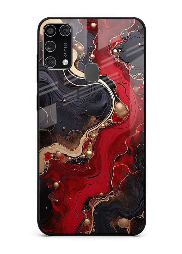 Lava Flow Abstract molten red pattern Samsung M31 Prime glass back cover