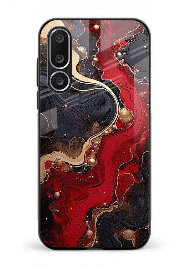 Lava Flow Abstract molten red pattern Samsung F56 5G glass back cover
