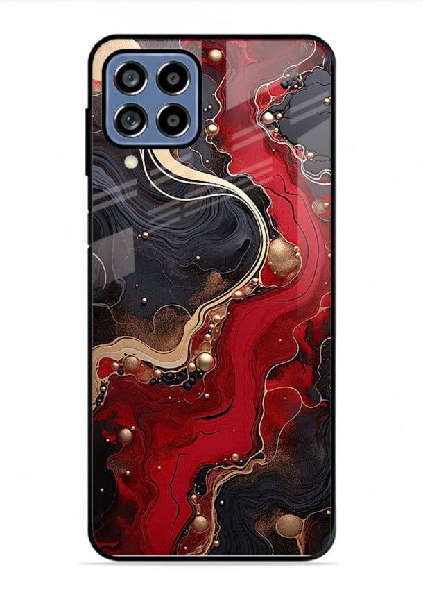 Lava Flow Abstract molten red pattern Samsung M53 5G glass back cover