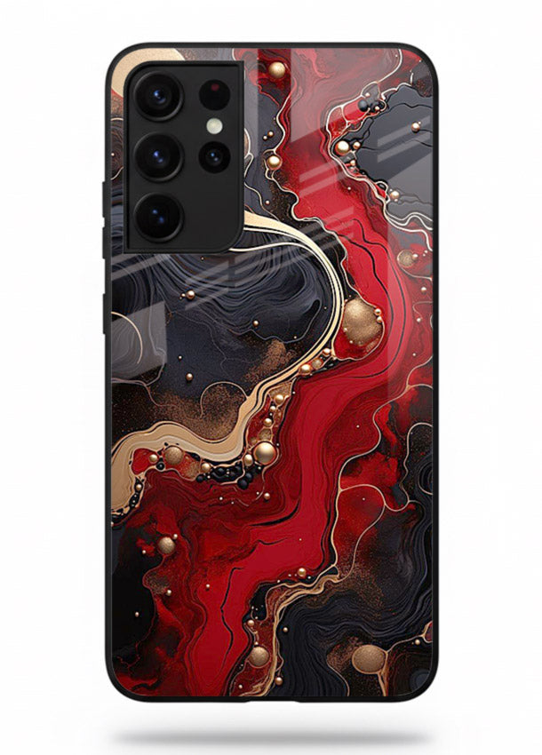 Lava Flow Abstract molten red pattern Samsung S21 Ultra glass back cover